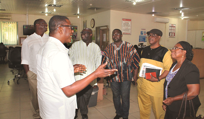 Mr Kobby Asmah (left), Political Editor of Daily Graphic, in a chat with Mr Kwasi Gyan-Apenteng (2nd right), Chairman of the NMC, Mr Richard Quashigah (3rd right) and Dr Perpetua Dadzie (right). Also in the picture are Mr Kenneth Ashigbey (3rd left), MD, GCGL, and Mr Samuel Atta Mensah. Pictures: Maxwell Ocloo Mr Kobby Asmah (left), Political Editor of Daily Graphic, in a chat with Mr Kwasi Gyan-Apenteng (2nd right), Chairman of the NMC, Mr Richard Quashigah (3rd right) and Dr Perpetua Dadzie (right). Also in the picture are Mr Kenneth Ashigbey (3rd left), MD, GCGL, and Mr Samuel Atta Mensah. Pictures: Maxwell Ocloo